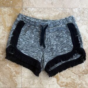 Top Shop - Gray and Black Women's Fringe Shorts